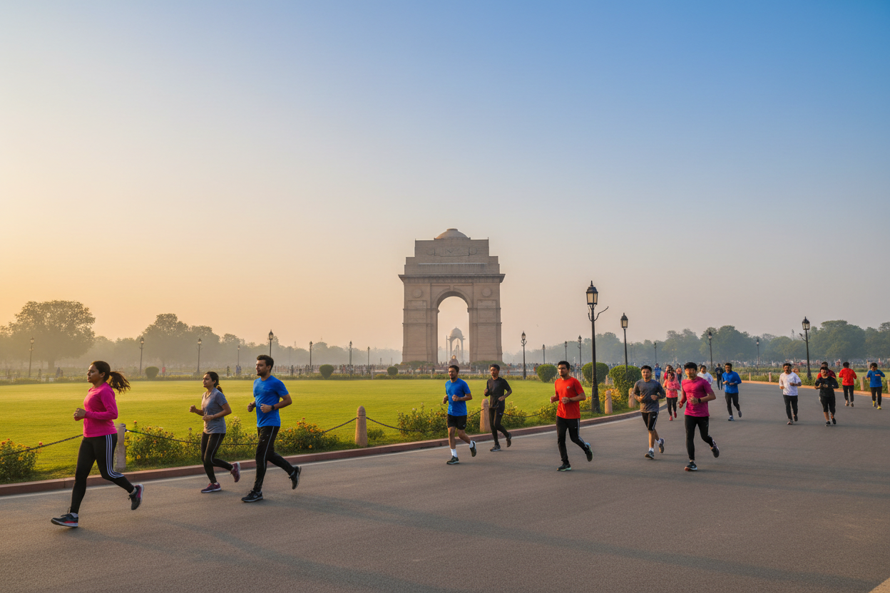 india gate image with running 
